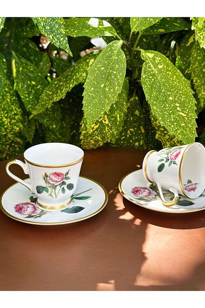 LEONARTE CASA DOUBLE PERSON WHITE FLOWER COFFEE SET