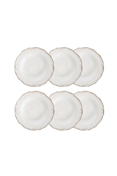 Mudo Home 24cm Ecru 6-Piece Pit Dinner Plate Set