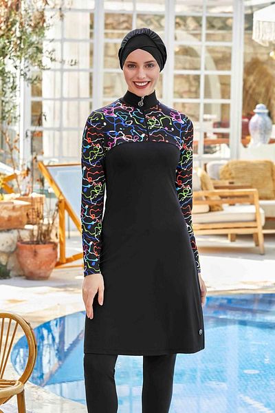 REMSA Annabelle 8217 Full Covered Lycra Black Hijab Swimsuit