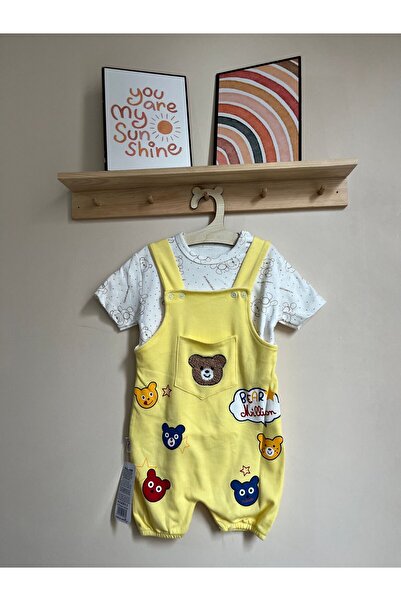 Miraydın Butik Unisex Baby Jumpsuit - 2-Piece Teddy Bear Salopet