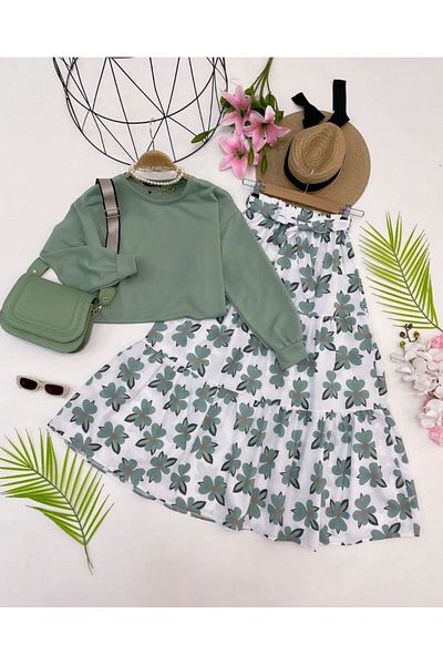 YILMAZBARMAZ Floral Patterned Women's Skirt Set
