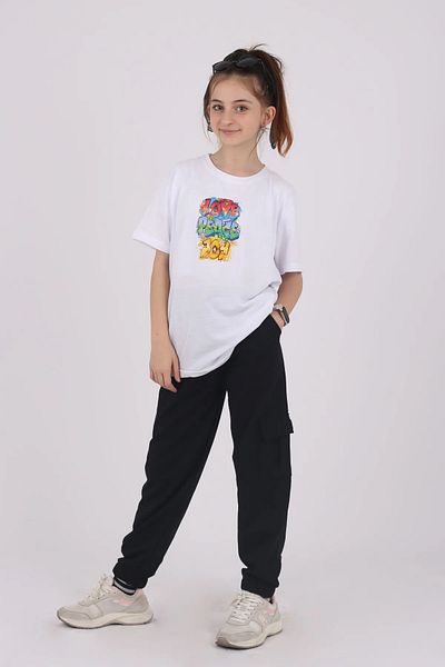 YAĞTU COLLECTİON Καλοκαιρινό σετ κοριτσίστικης φόρμας Yağtu Love Peace printed