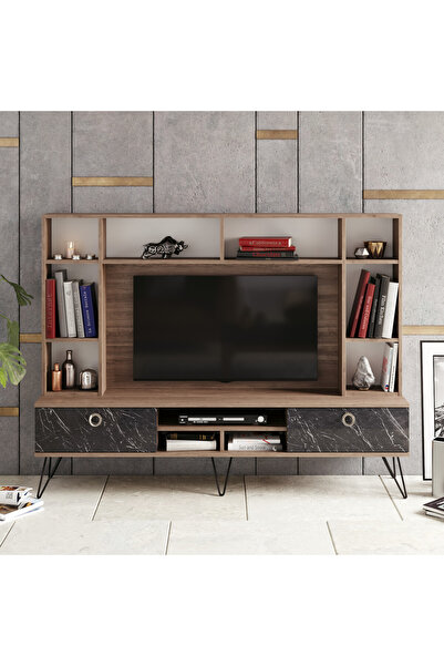 Decorotika LORENZ KİTAPLIKLI TV ÜNİTESİ CEVİZ SİYAH