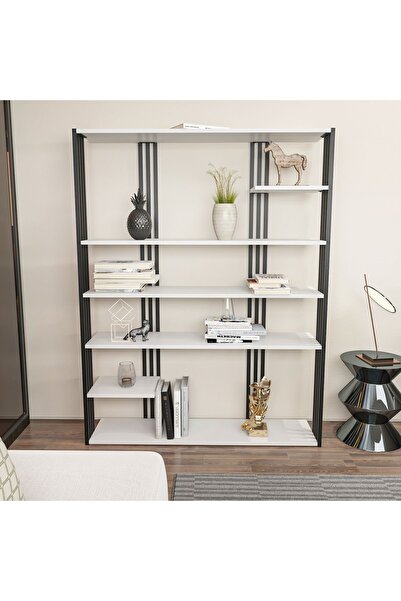 Decorotika JENNY  KİTAPLIK BEYAZ-SİYAH DEMİR