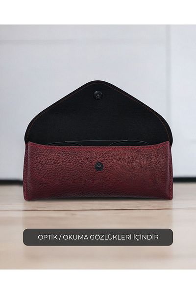 Milleniva Recipient pentru ochelari de lectură Burgundy - cu capac plic și husă de protecție pentru ochelari