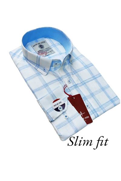 hodbehod O cămașă de calitate slim fit - mânecă lungă, fără buzunar, 60% bumbac 40% pol