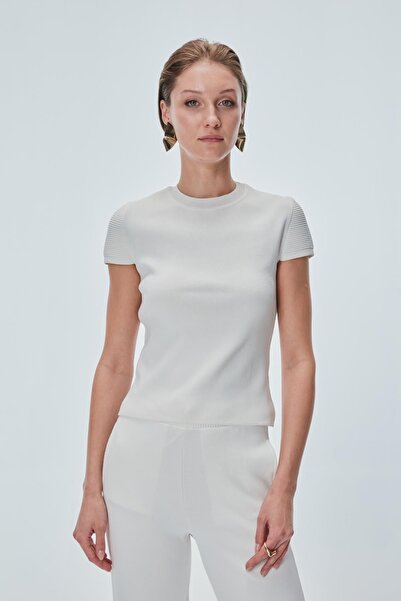 JOIN US Kadın Sırt Dekolteli Bluz 0035 Ekru