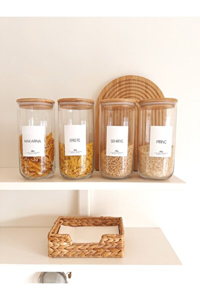 KaiHome 4 قطع برطمانات زجاجية كبيرة الحجم مع غطاء مفرغ من الخيزران