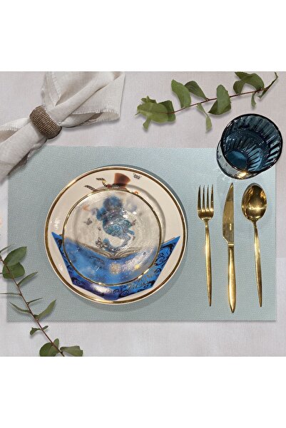 RossaHome روسا خدمة أمريكية 4 قطع لون أزرق 30*45