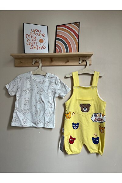 Miraydın Butik Unisex Baby Jumpsuit - 2-Piece Teddy Bear Salopet