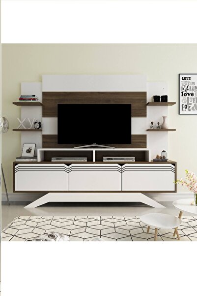 Decorotika Delpi Tv Ünitesi Beyaz-Ceviz
