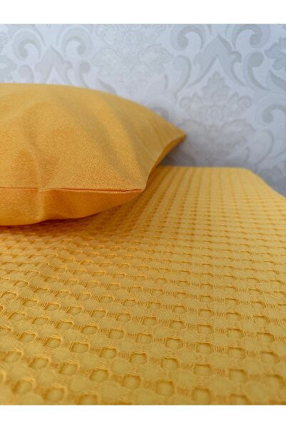 Muteks Premium 100% Cotton Single Pique Set - Summer Cover and Pillow Case (YELLOW COLOR) (160x240cm)