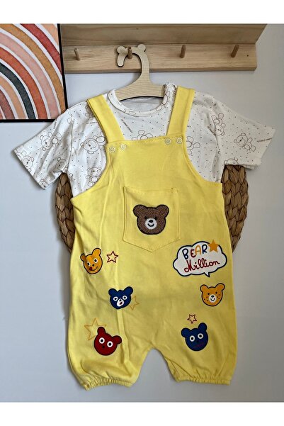 Miraydın Butik Unisex Baby Jumpsuit - 2-Piece Teddy Bear Salopet