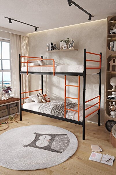 FANO Trend Ranza 90x190 Yatak Uyumlu Turuncu Ayrılabilir Metal Ranza Karyola