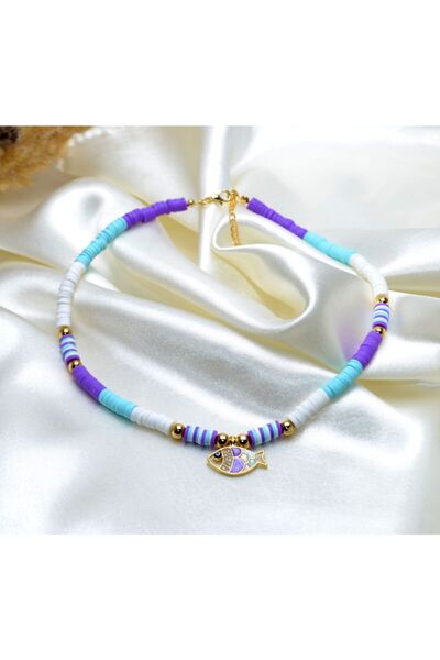 Y&M PERLA ACCESSORİES Kadın Mor Balık Fimo Kolye