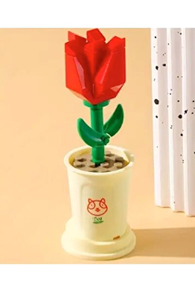 UrbanCove Co Red Rose with Flower Pot - Building Toys and Home Decoration Pla...