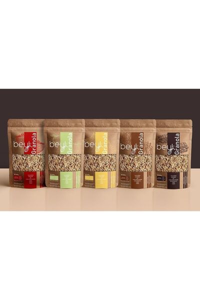 Beyk Granola - Tanışma Paketi x5 (muz&elma&yabanmersini&sütlü&bitter)