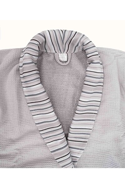 Koza Home Limira Set of 2 - Gray Cotton Bathrobe and Dowry Towel 50x90