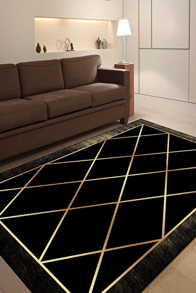 ESTA HALI Gold Çapraz Çizgili Halı (MAKİNADA YIKANABİLİR KAYMAZ TABAN) - Cp1020