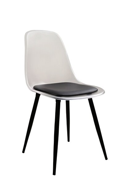 Estelia Netaks Abant Sandalye Siyah Metal Ayaklı (Şeffaf) Minderli 4'lü Takım