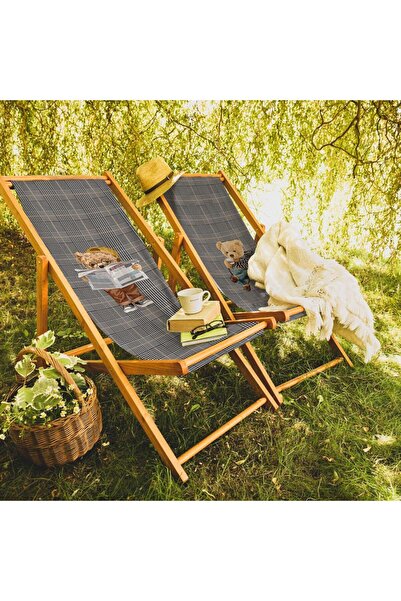 NUNHOME ŞEZLONG  GAZETELİ TEDDY  AHŞAP ŞEZLONG