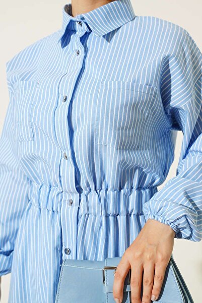 modasindoma Смугаста жіноча сукня з металевими ґудзиками