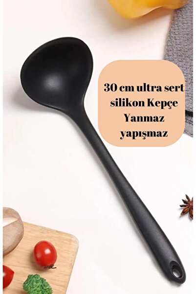 BRE HOME 30 cm ultra sert uçlu silikon Kepçe, çorba yemek kepçesi Yanmaz yapı...
