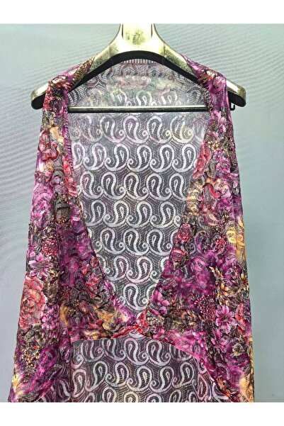 FASHİON DANTEL Women's Lace Pareo Vest Fast Drying Printed