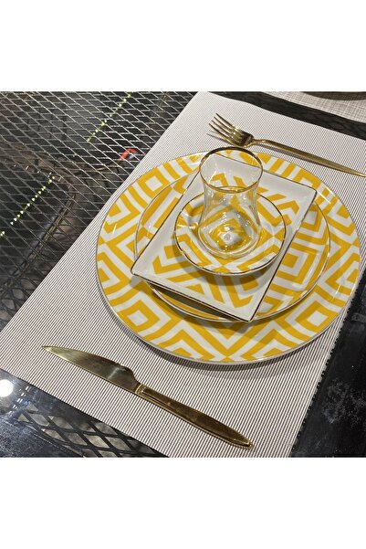 RossaHome Rossa Amerikan Servisi 8’li Beyaz Gri Renkli 30*45