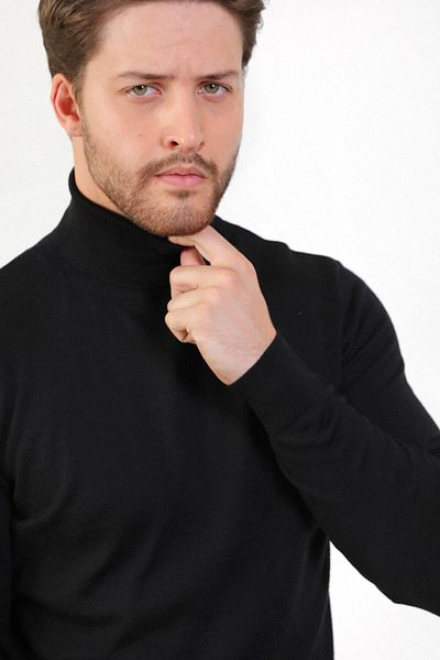 Ferraro Pulover de bumbac cu gât negru pentru bărbați