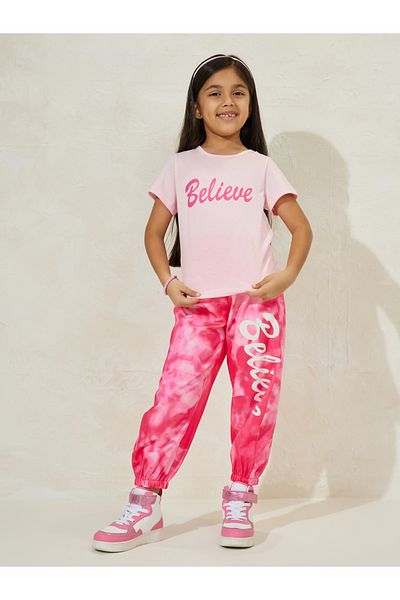 Styli Letter Printed T-Shirt & Tie-Dye Pants Set