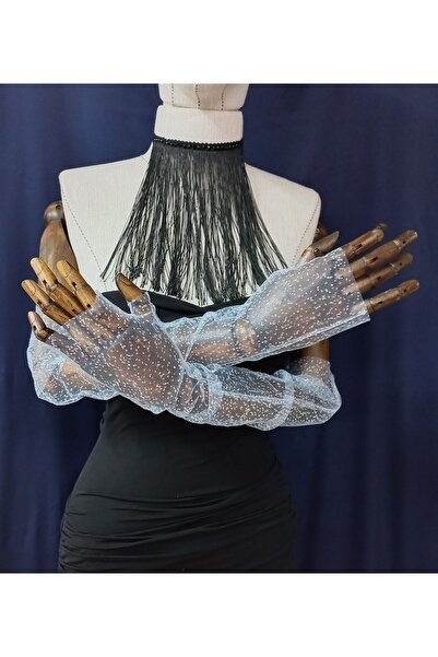 es moda shop Diamond parmaksız gelin eldiveni bebe mavi