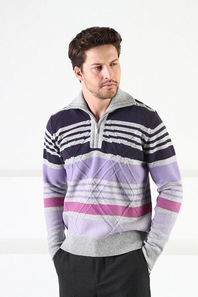 Ferraro Ανδρικό πουλόβερ A.grey με φερμουάρ 100% Lambswool