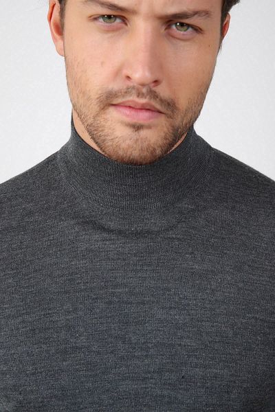 Ferraro Αντρικό πλεκτό πουλόβερ Anthracite Half Fisherman Superfine Wool