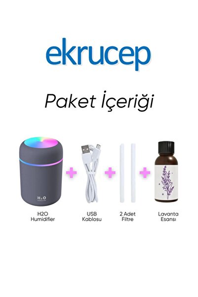 Ekru Cep 300 ml Ultrasonik Hava Nemlendiricisi ve Aromaterapi Cihazı - Koku Hediyeli