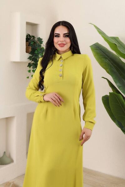 Jupe Gold düğme detaylı krep elbise