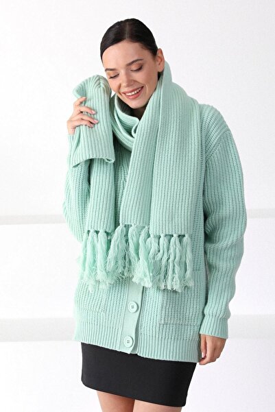 Ferraro طقم قبعة صغيرة من صوف ميرينو باللون الأخضر المائي للسيدات