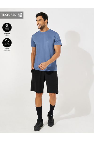 Styli Textured T-Shirt & Shorts Sports Fitness Suit Set