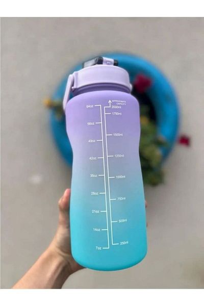 NEBİL HOME 2l Tritan Sports Gym Water Bottle - Motivational, Bpa Free and Water Bottle