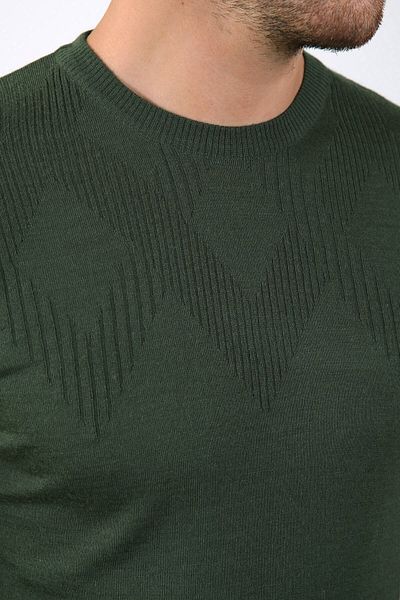 Ferraro Ανδρικό πλεκτό πουλόβερ από μαλλί Khaki Crew Neck Superfine