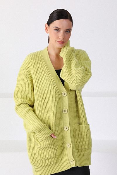 Ferraro Women's Light Green Oversize Knitwear Cardigan