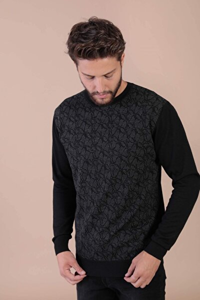 Ferraro Erkek   Siyah  Bisiklet Yaka Superfine Yün Kazak