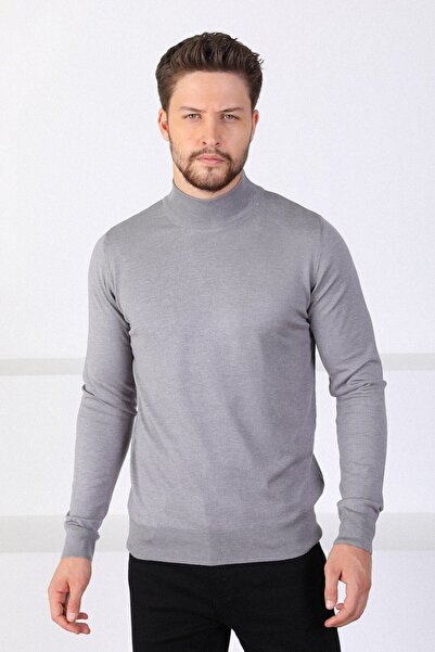 Ferraro O.gray Half Turtleneck 100% Cotton Men's Knitwear Sweater