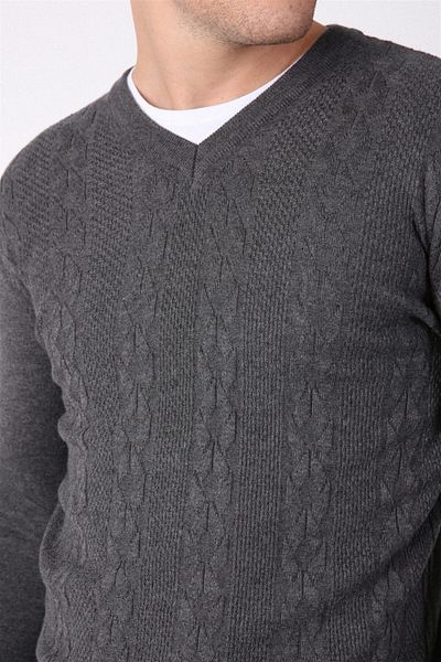 Ferraro Ανδρικό βαμβακερό πουλόβερ Anthracite V-Neck EC-1805