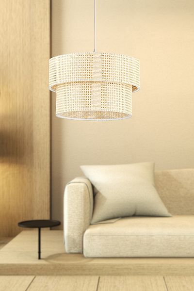 Art&Gift Rakkas Authentic - Wicker Coated Cake Pendant Lamp Bed and Dining Room Chandelier