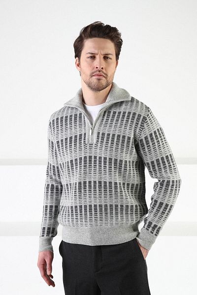 Ferraro Ανδρικό πουλόβερ A.grey με φερμουάρ 100% Lambswool