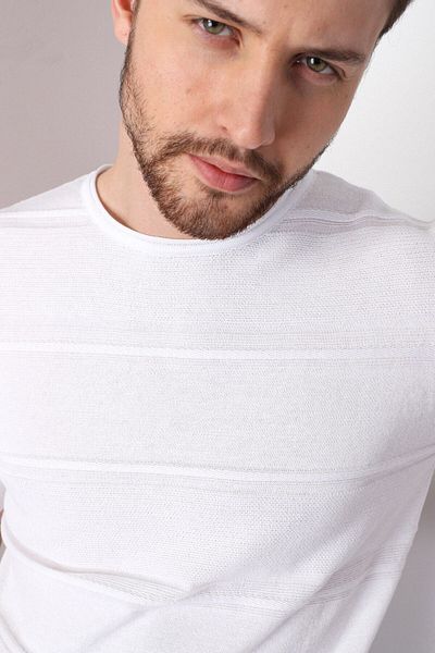 Ferraro Tricou alb pentru bărbați, 100% bumbac, tricotaj