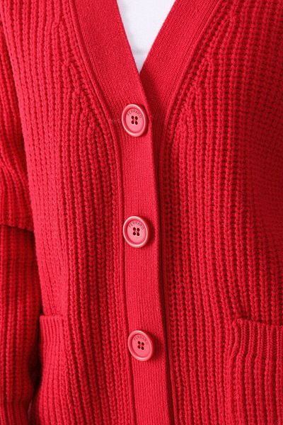 Ferraro Γυναικεία Πλεκτή Ζακέτα Oversize Red Adda Wool
