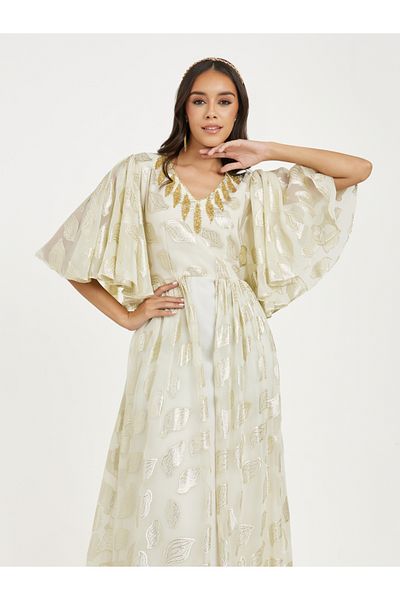 Maxim Creation By Styli Beaded Yoke Kaftan with Embroidery Detail