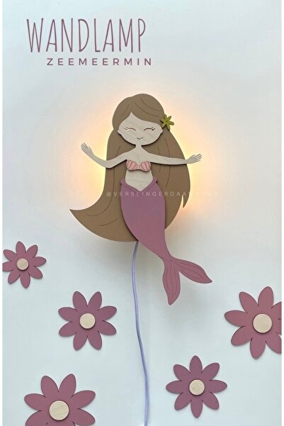 Wooden Decorative Electric Lighting for Mermaid and Daisies Children's Room 40 cm